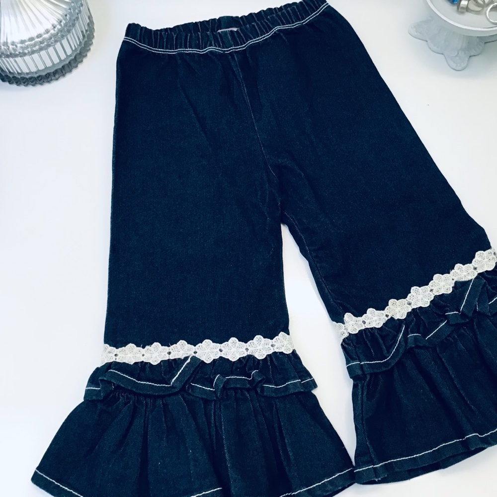 Jelly the Pug Denim & Lace Ruffle Jeans Sz 6 New!